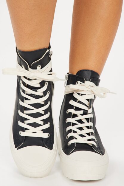Zapatillas Deportivas en Negro con Cordones y Punta Redonda - Image 2